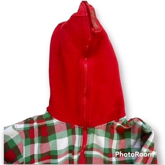 Tipsy Elves Plaid Christmas Hooded Onesie – Unisex – Men's L / Women's XL - Picture 5 of 13